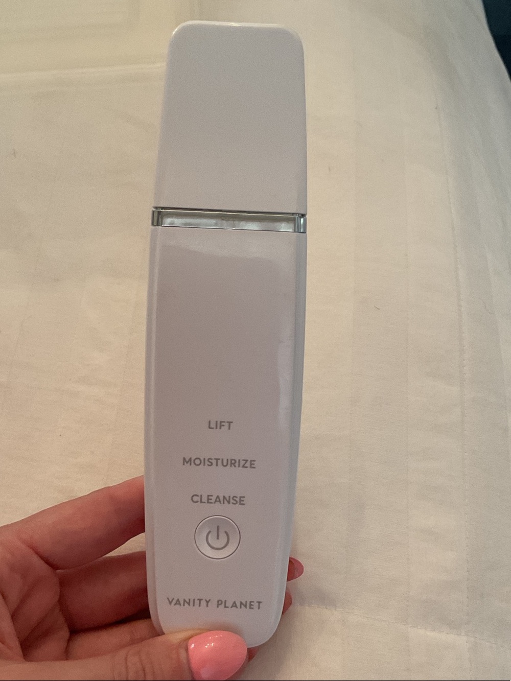 White Ultrasonic Skin Spatula - Cleanse, Moisturize & Lift